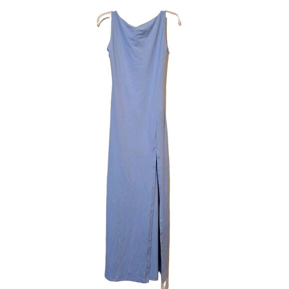 Revolve Susana Monaco Crew Slit Sleeveless Dress Built-in Bra Cornflower Blue M - Picture 4 of 11